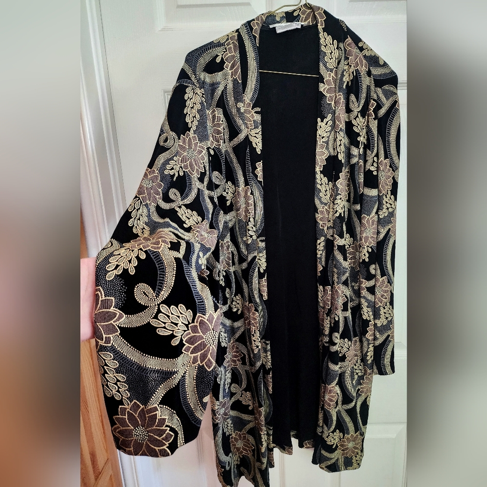 Ronnie Nicole by Ouida Vintage Metalic and Black Open Jacket, size 14